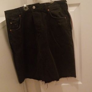 Black distressed jean skirt